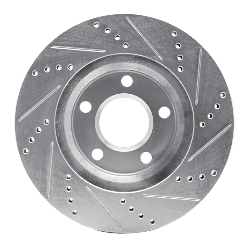 Buick Park Avenue Brake Rotor (1) - Front Left - R1 Concepts - Drilled & Slotted - Silver - `97-`05